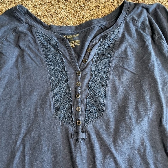 Northcrest 3X navy blue quarter sleeve t-shirt - Picture 2 of 11